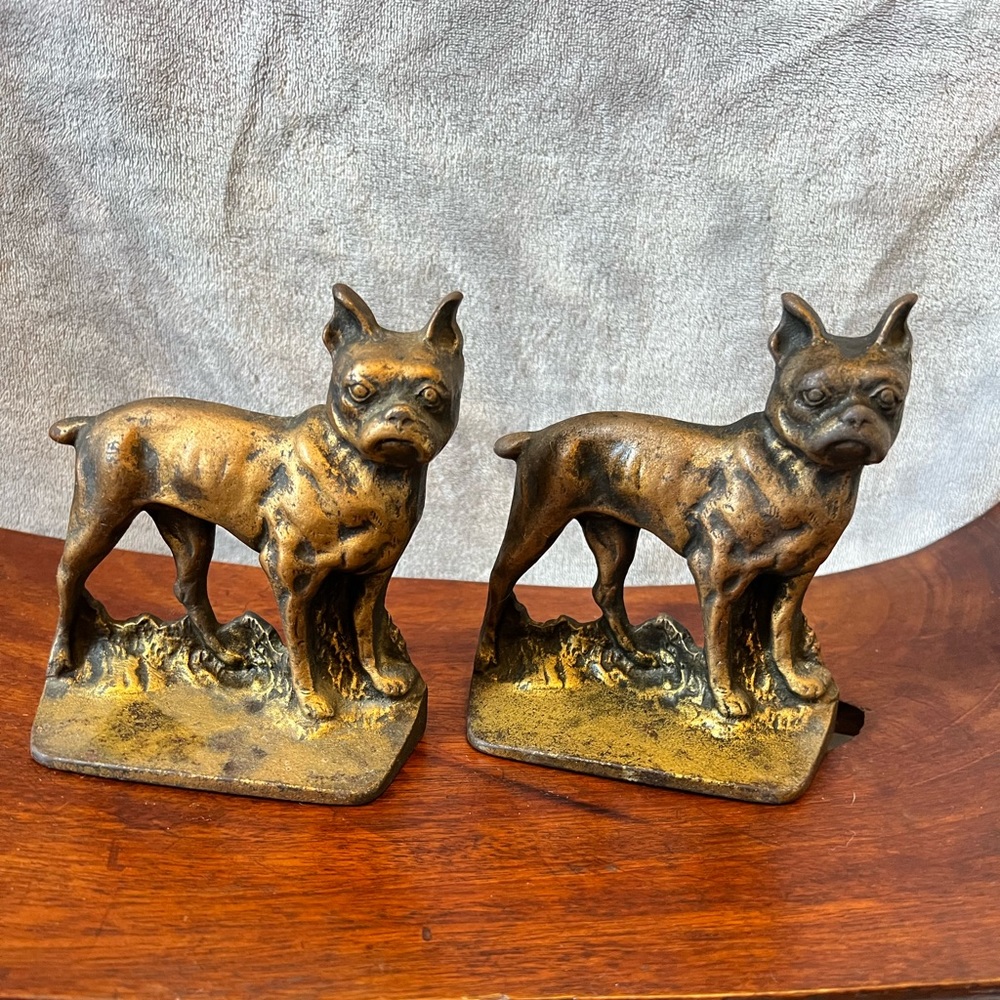Vintage cast iron Boston Terrier book ends